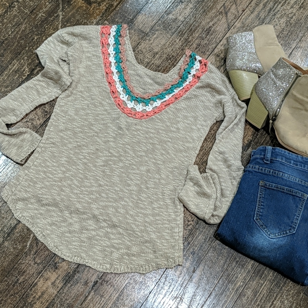Boho sweater crochet *Free People vibe